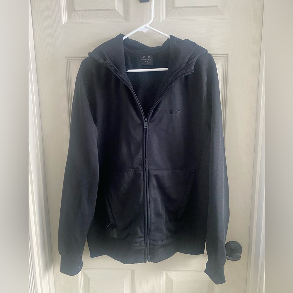 MENS OAKLEY BLACK FULL ZIP SWEATSHIRT HOODIE SIZE LARGE